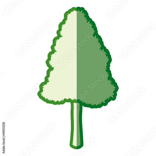 green tree pine natural forest silhouette vector illustration