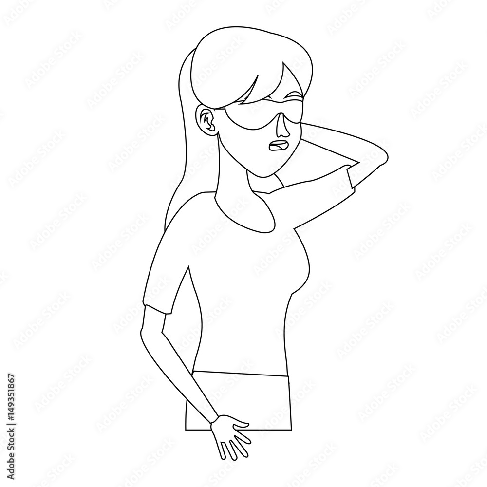 character woman with mask eyes relax outline vector illustration design character woman with mask eyes relax outline vector illustration design
