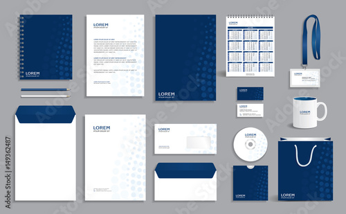 Corporate identity design template with blue circles background