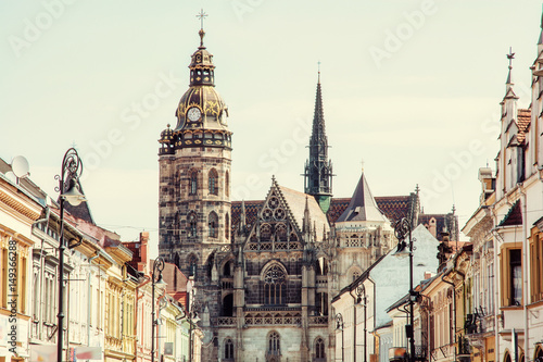 Foto St. Elisabeth cathedral in Kosice, Slovakia, retro photo filter
