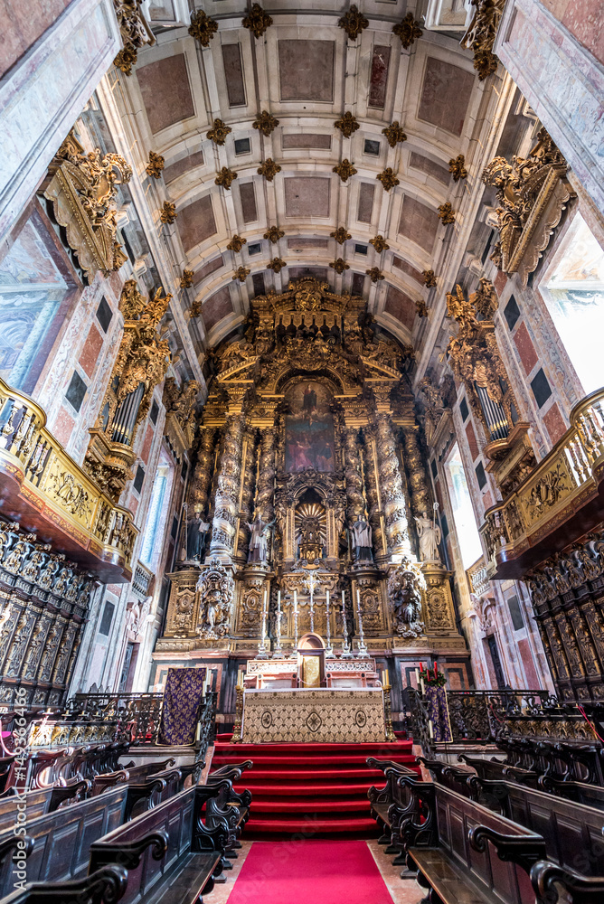 Nave of Se Cathedral in Porto city in Portugal