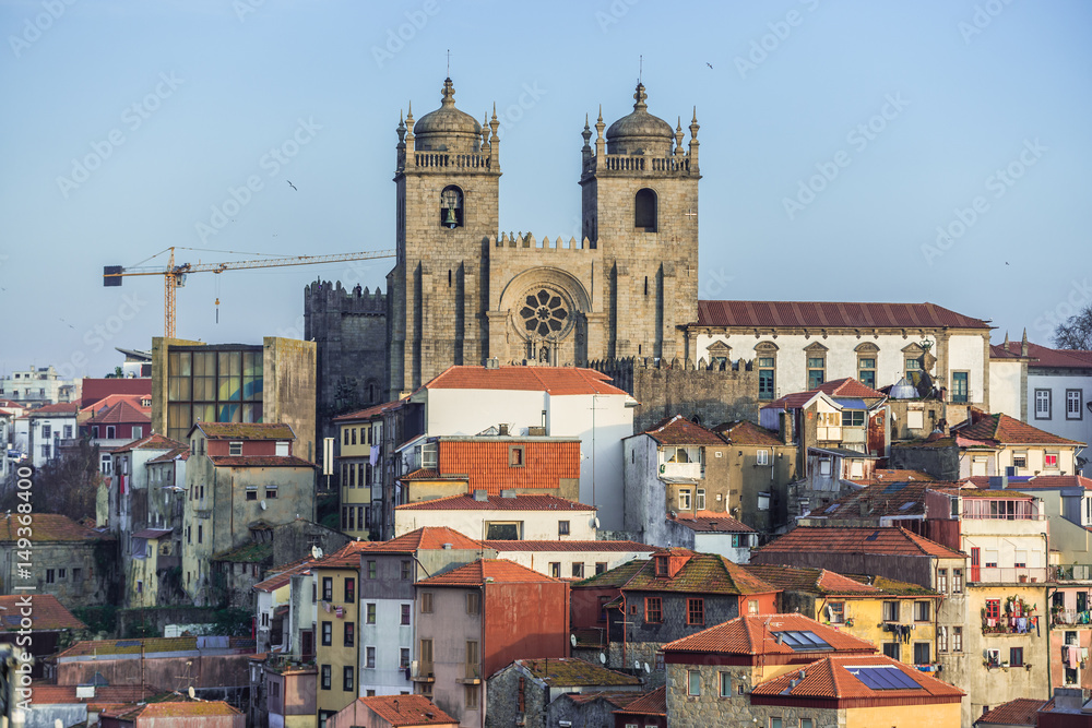 Porto old town view with Cathedral towers, Portugal