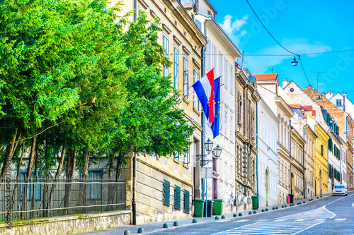 Old street Zagreb. / Scenic view at old famous street in city center of capital town of Croatia, Zagreb. photo