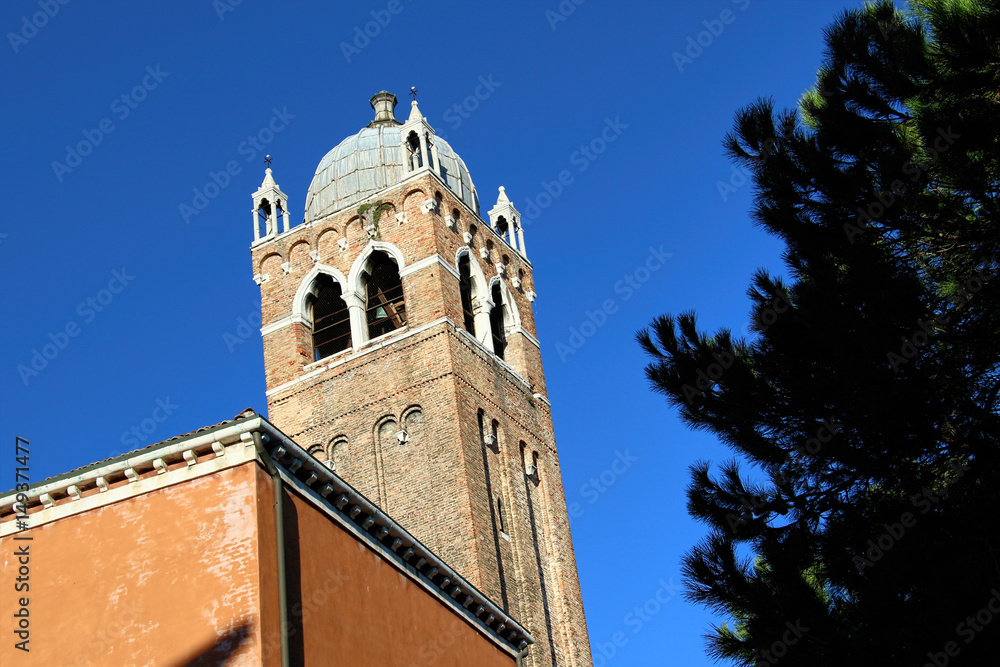 Fototapeta premium Bell tower of a church in Venice, Italy.