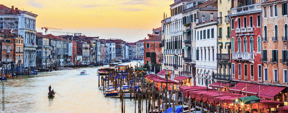 View of famous Grand Canal at sunset