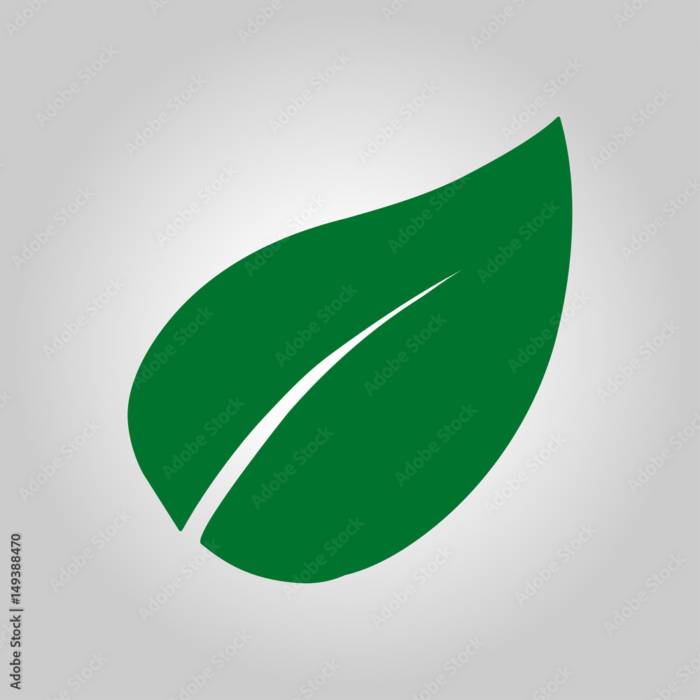 Leaf icon. Fresh natural product. Organic product symbol. Flat design style.