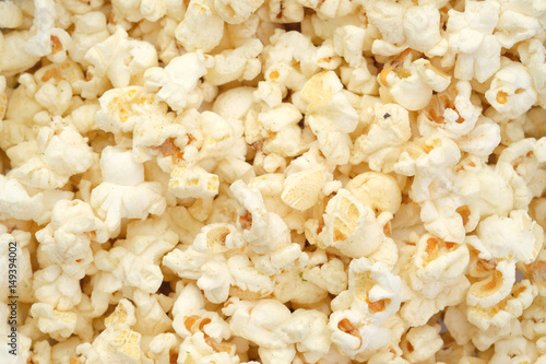 Popcorn in the bowl on white background - Soft focus