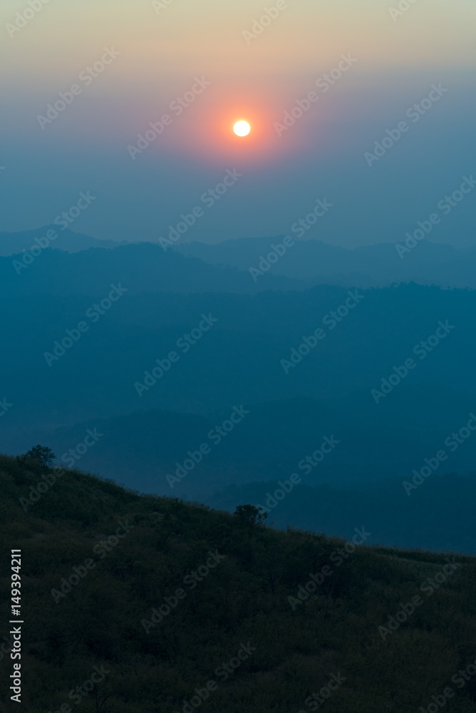 mountain sunset view