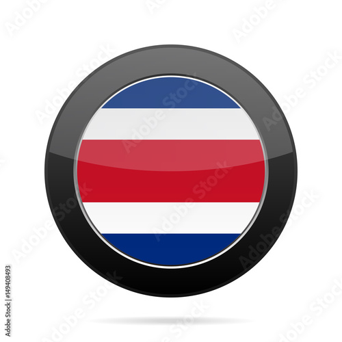 Free Download Flag of Costa Rica. Shiny black round button. - GFXLoad