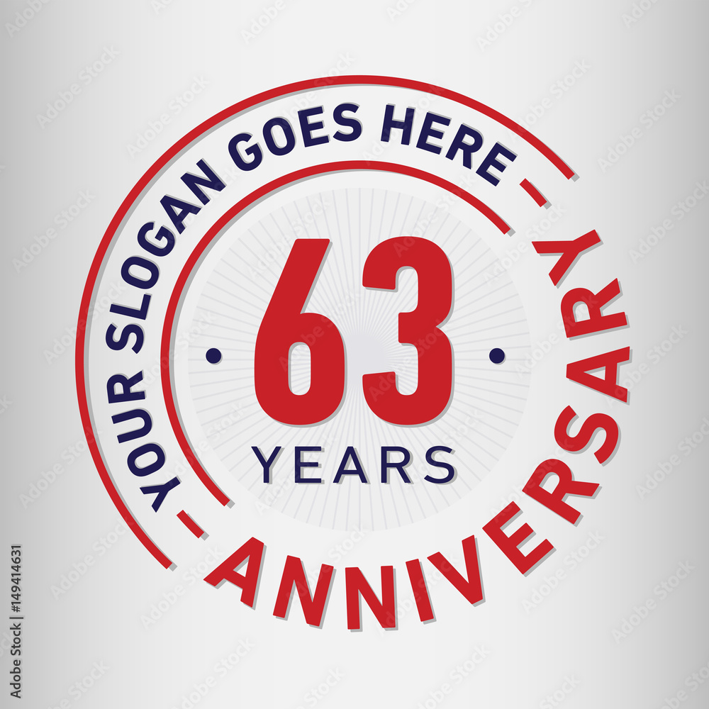 63 years anniversary logo template. Vector and illustration.