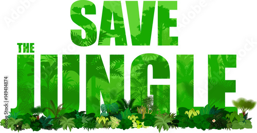 Vector tropical rainforest illustration (Save the jungle)
