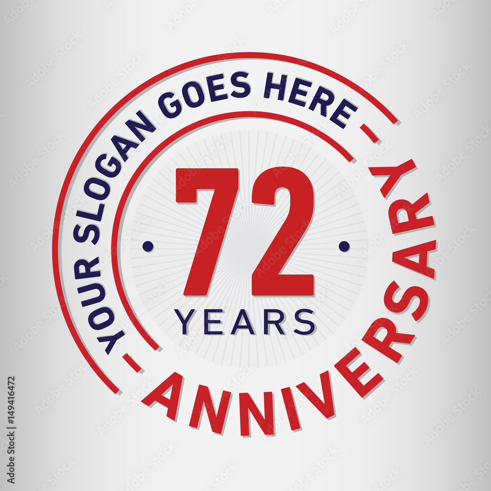 72 years anniversary logo template. Vector and illustration.
