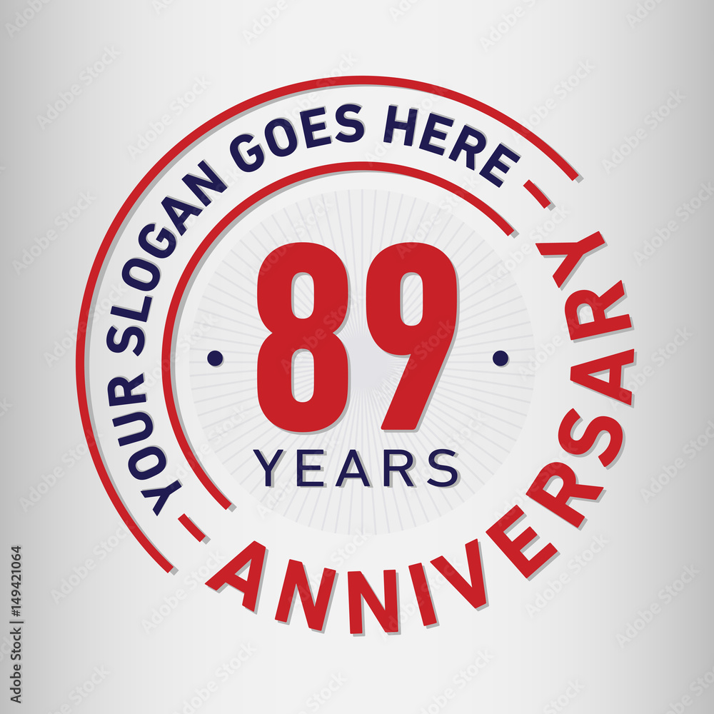 89 years anniversary logo template. Vector and illustration.