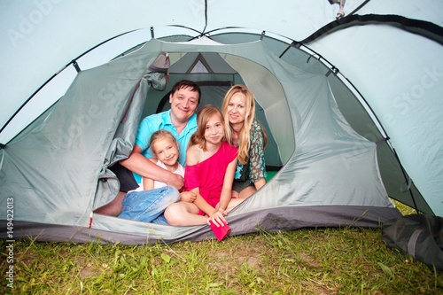 Family in a tent
