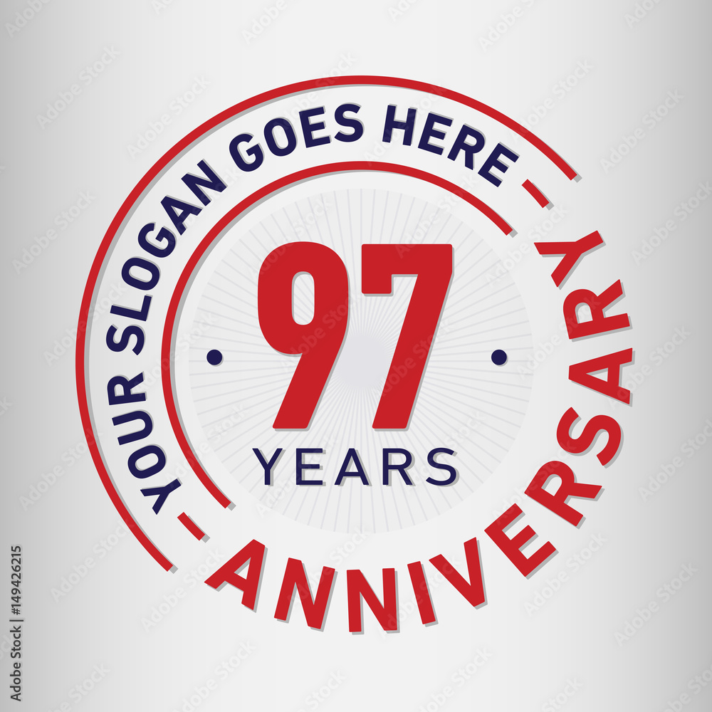 97 years anniversary logo template. Vector and illustration.