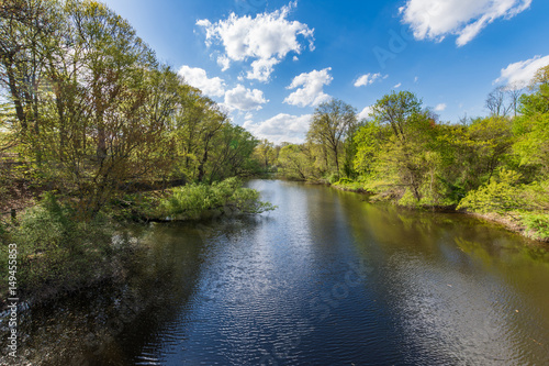 Mill River in New Haven Connecticut with refelctions of Trees