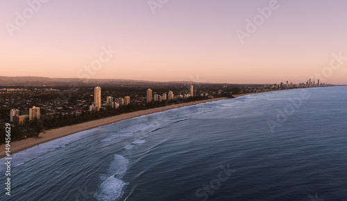 Early Morning view of Gold Coast coastline to Surfers Paradise - Queensland, Australia