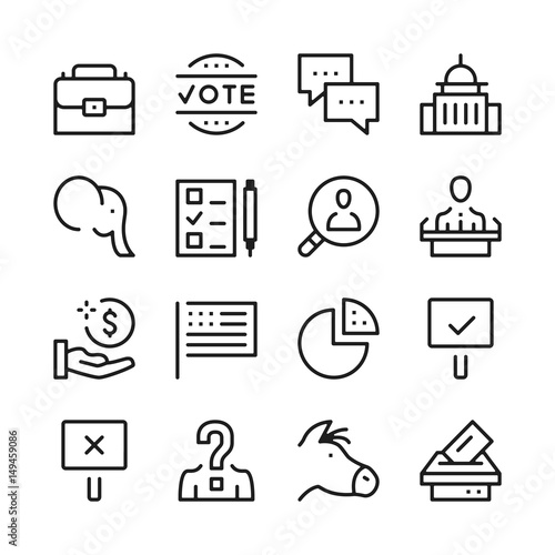 Elections line icons set. Modern graphic design concepts, simple outline elements collection. Vector line icons