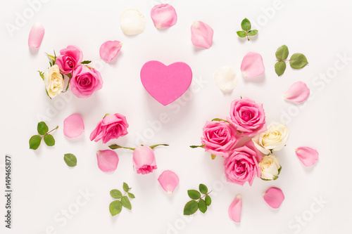 Heart with roses and leaves