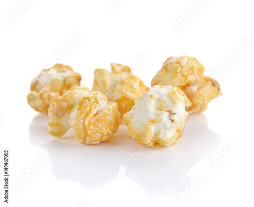 fresh tasty popcorn isolated on white background.