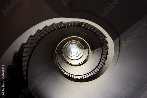 Upside view into the spiral staircase