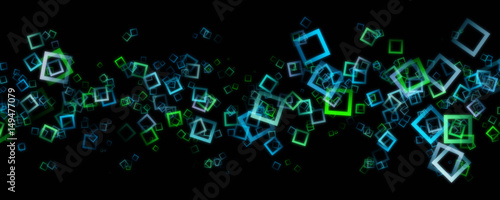 Fantastic abstract eco panorama background with square design objects