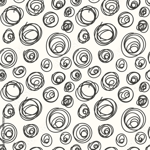 Spiral hand drawing simple seamless pattern