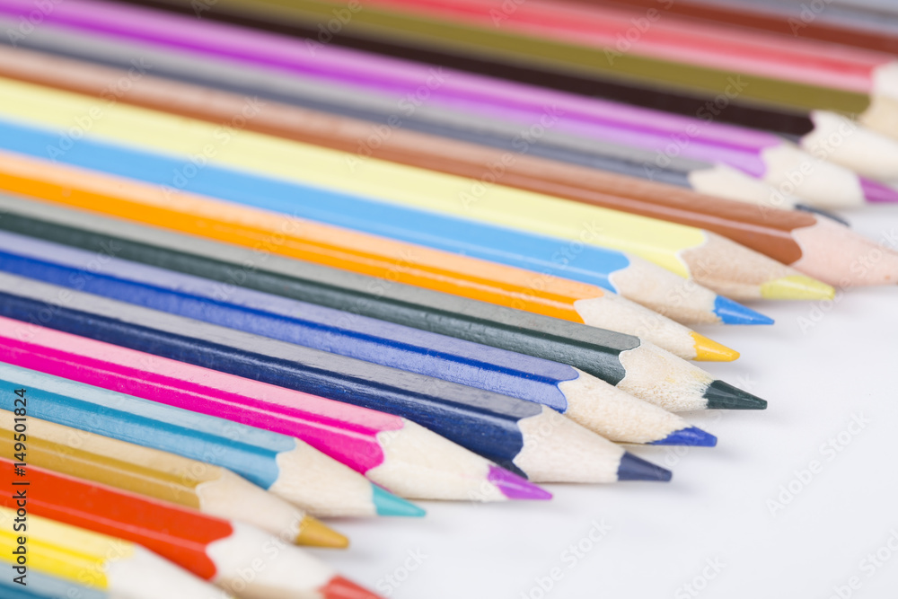 Fototapeta premium Color pencils isolated on white background.