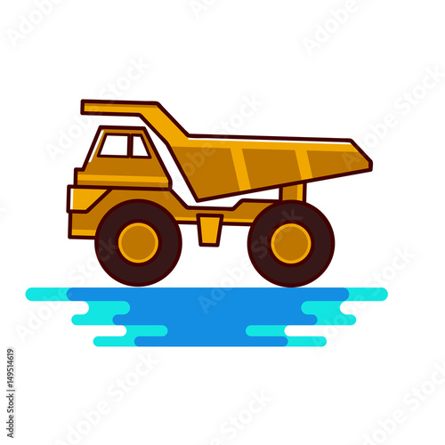 Mining dump truck flat design vector icon