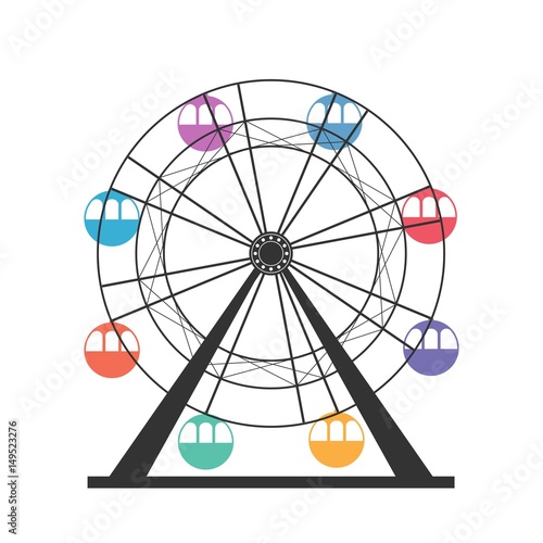 Ferris wheel icon. Carnival. Funfair Carousel. Amusement park