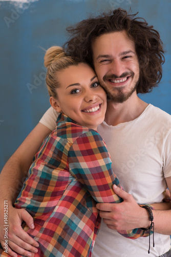 couple in love over color background