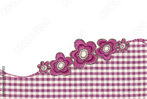 Purple and white checkered ...