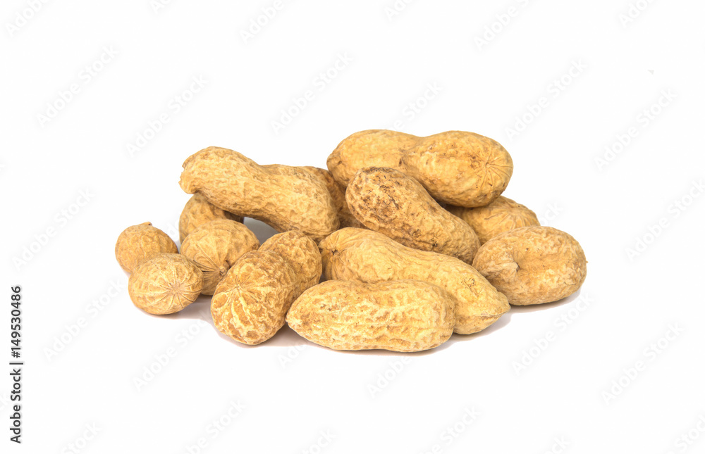 Dried peanuts isolated on white background. Dried peanuts isolated on white background.