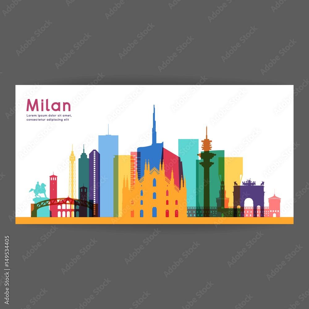 Milan colorful architecture vector illustration, skyline city silhouette.