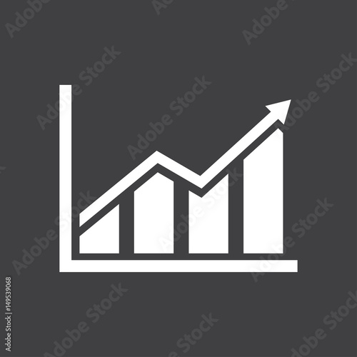 Infographic. Chart icon. Growing graph simbol. Flat design style.