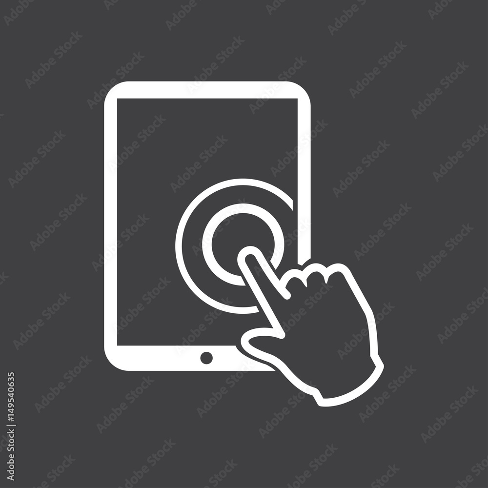 Touch screen tablet PC sign icon. Hand pointer symbol. Touch screen tablet PC sign icon. Hand pointer symbol.