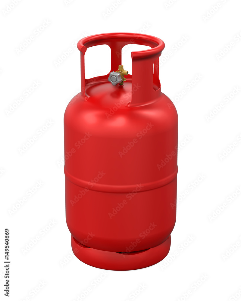 Red Gas Cylinder Isolated