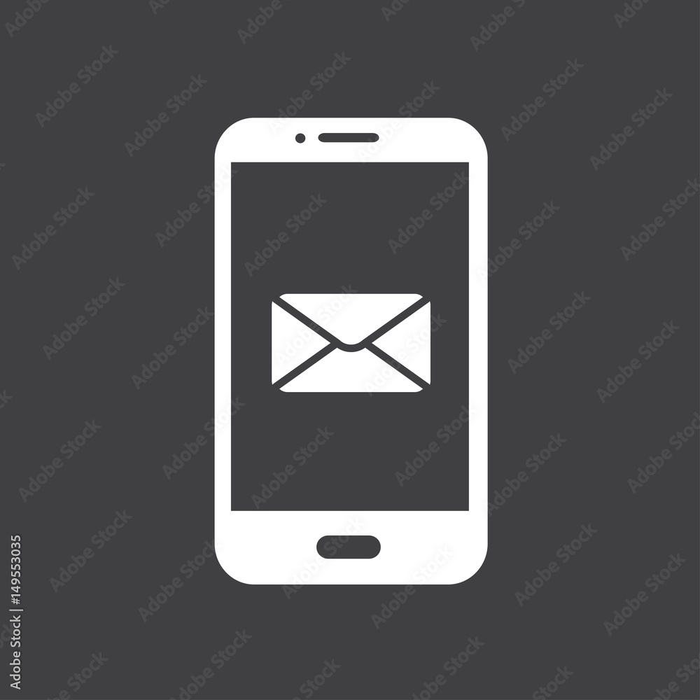 Smartphone email or sms icon. Mobile mail sign symbol. Smartphone email or sms icon. Mobile mail sign symbol.