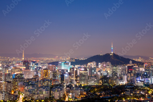 Night view of Seoul city, South Korea.