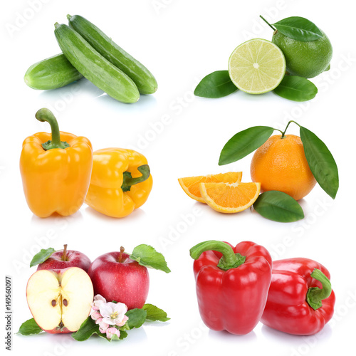 Obst und Gemüse Früchte Farben frische Collage Freisteller