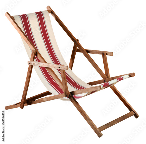 Canvas Print Folding wooden deckchair or beach chair