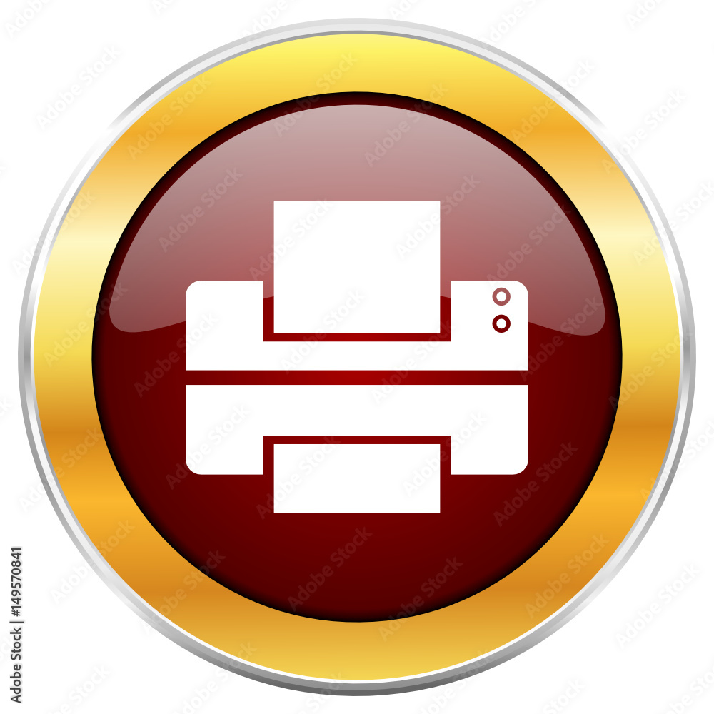 Printer red vector icon with golden border isolated on white background.
Printer red vector icon with golden border isolated on white background.