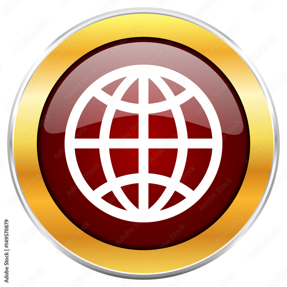 Earth red vector icon with golden border isolated on white background. Earth red vector icon with golden border isolated on white background.