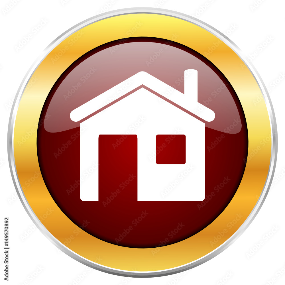Home red vector icon with golden border isolated on white background. Home red vector icon with golden border isolated on white background.