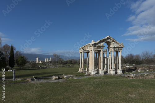 Afrodisias ancient city ruis in Aydin city of Turkey.A view from its Tetrapylon photo