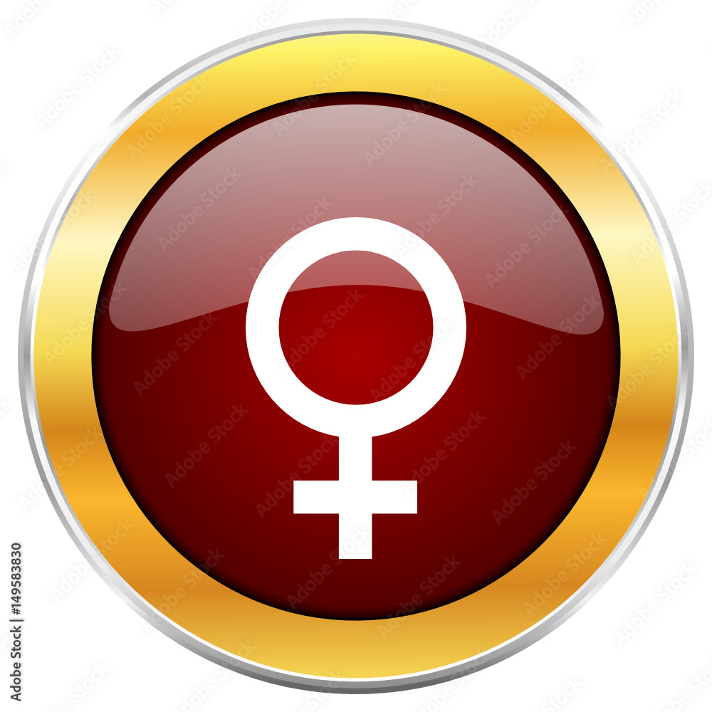 Female red vector icon with golden border isolated on white background.
Female red vector icon with golden border isolated on white background.