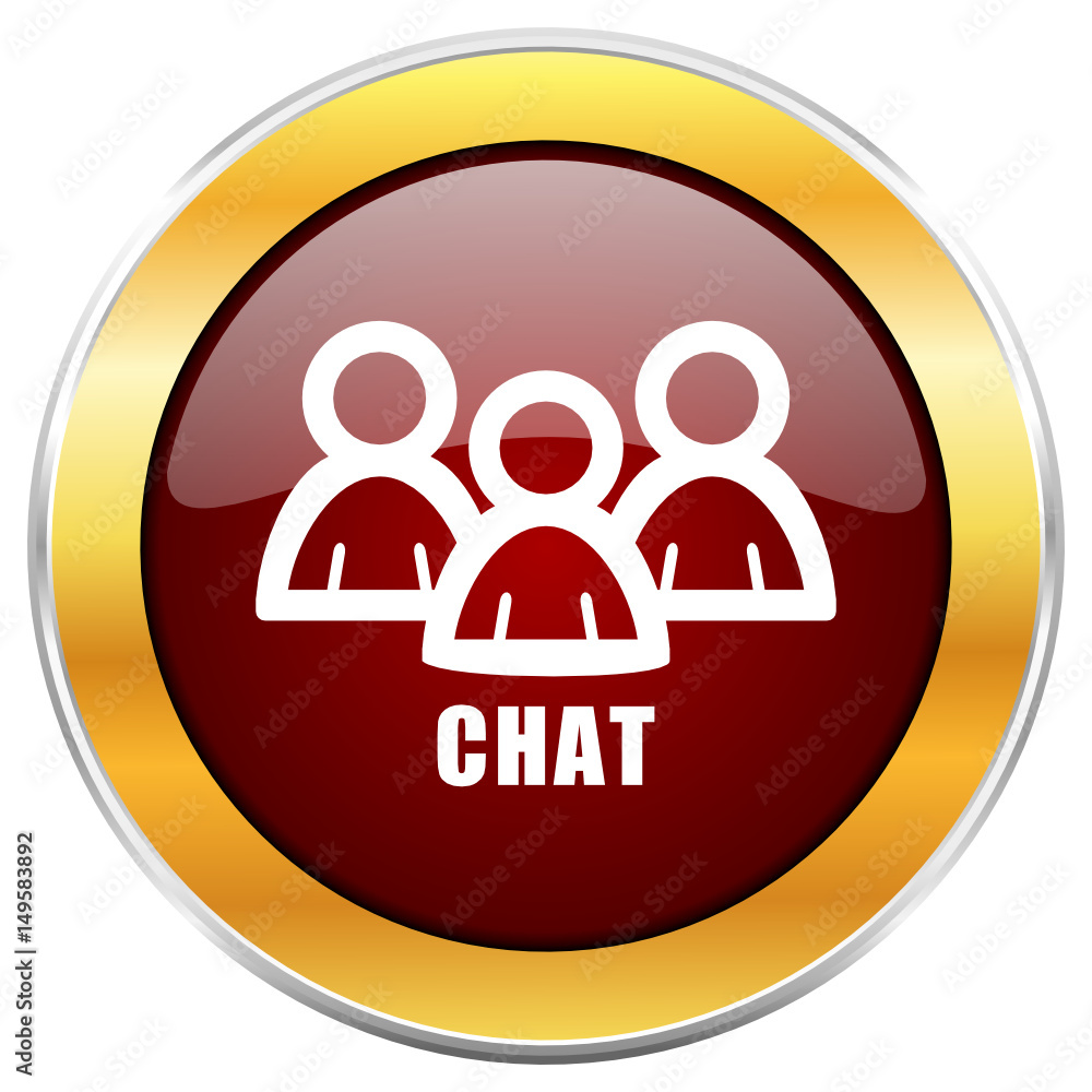 Chat red vector icon with golden border isolated on white background.
Chat red vector icon with golden border isolated on white background.