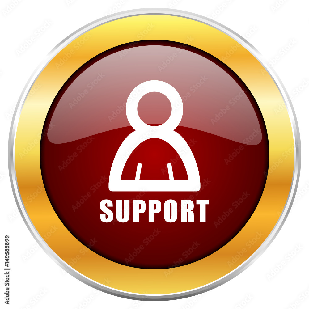 Support red vector icon with golden border isolated on white background.
Support red vector icon with golden border isolated on white background.
