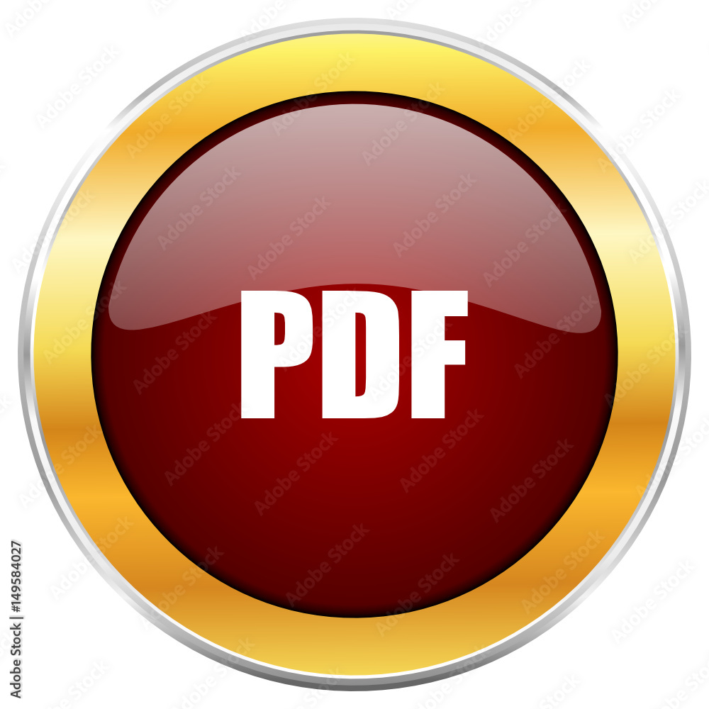 Pdf red vector icon with golden border isolated on white background. Pdf red vector icon with golden border isolated on white background.
