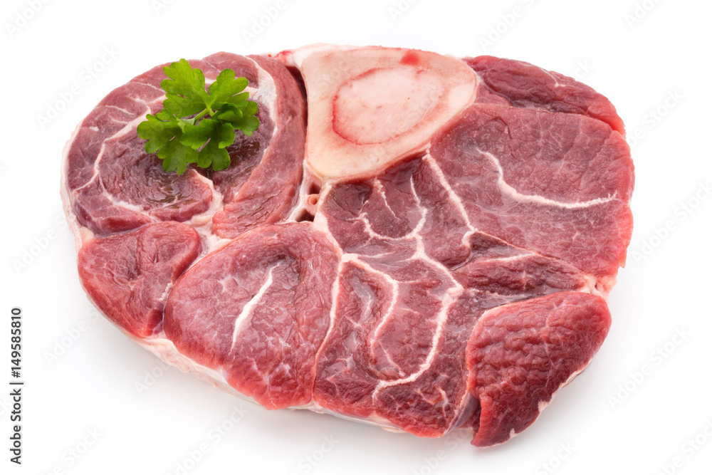 Veal steak isolated on the white background.